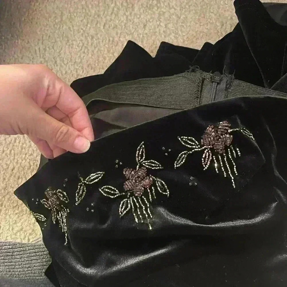 Vintage Velvet Beaded Maxi Gown - Picture 4 of 6